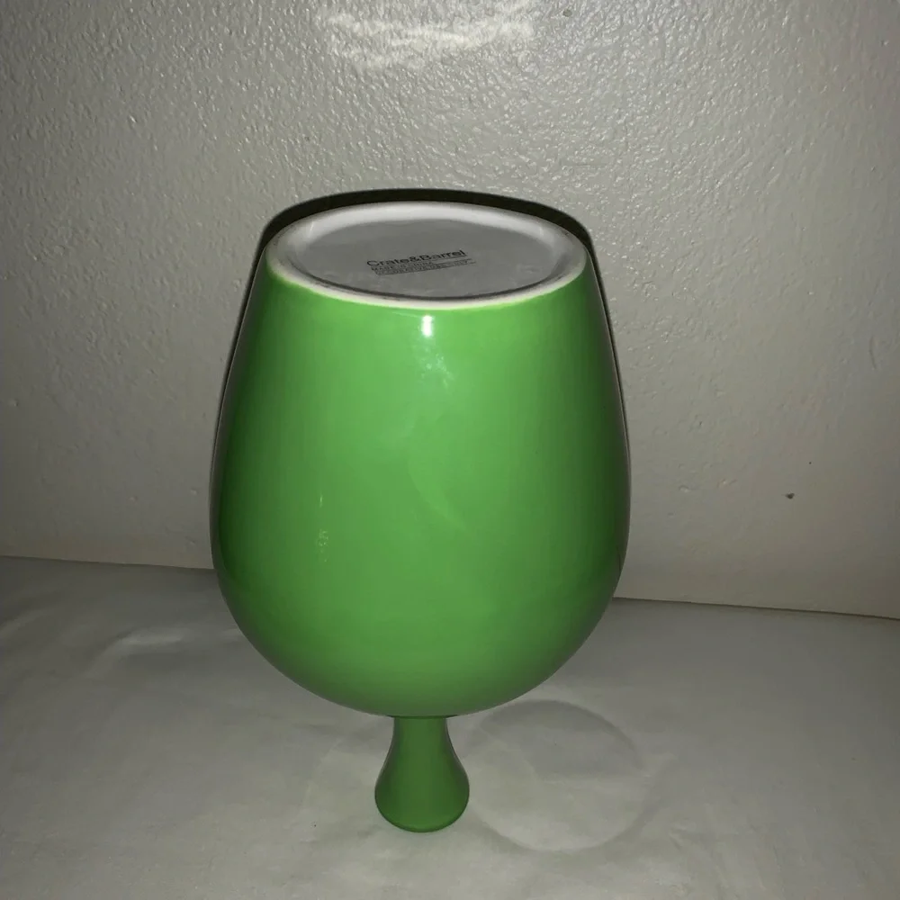 Crate & Barrel Ceramic Izzy Buff Vase Kiwi/lime Green 8.5” Tall used/ like new.